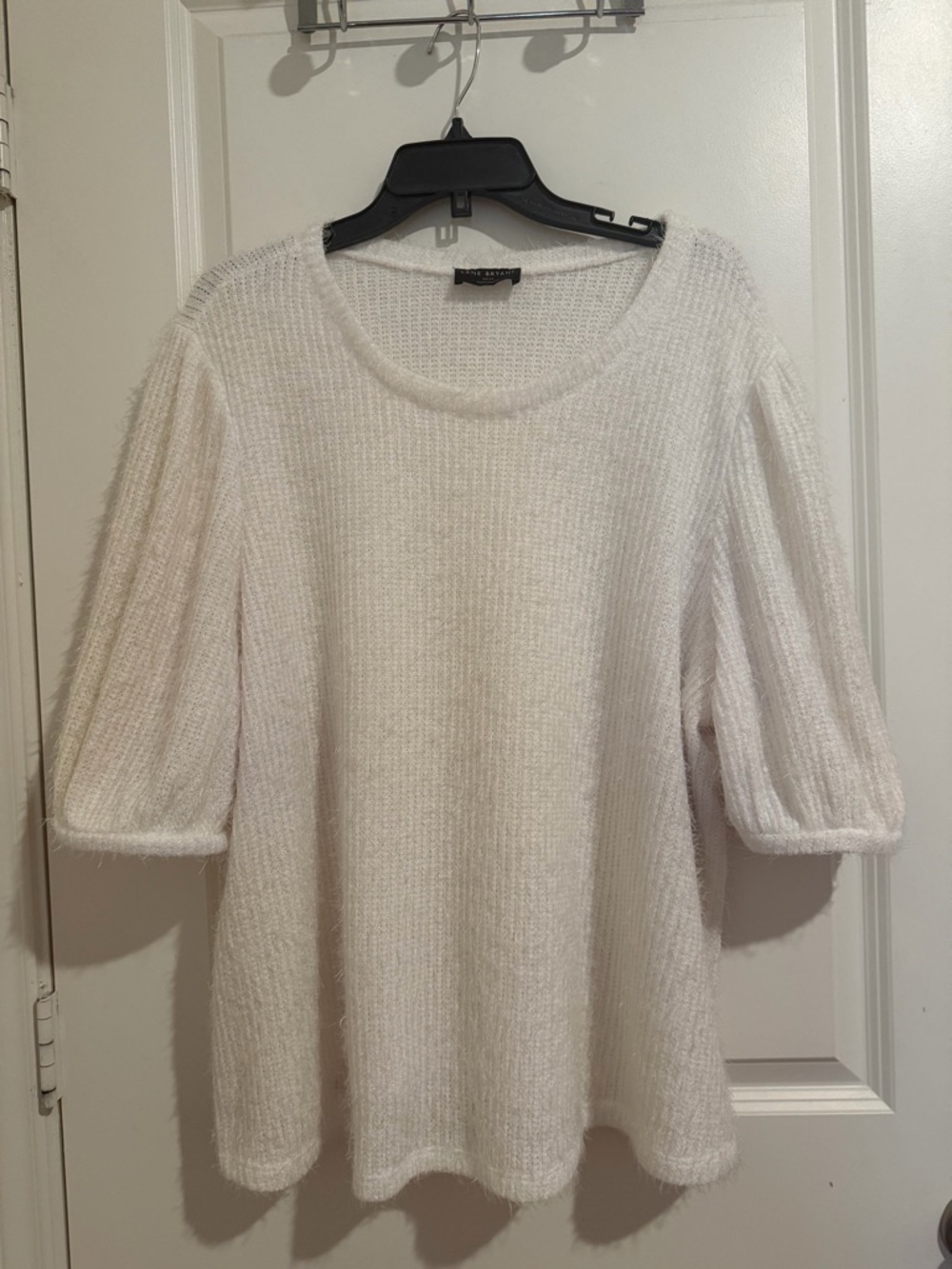 Lane Bryant Cream Scoop Neck Textured Knit Sweater size 3X